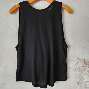 Black Open Twist Back Muscle Tank Top